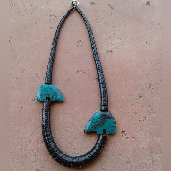 Sterling Silver graduated vintage heishe fetish Bear necklace - Picture 15 of 16